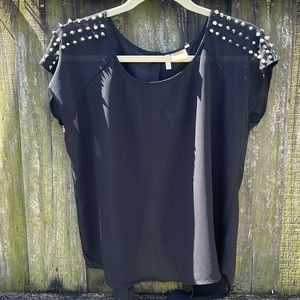 Sheer Black Studded Top by AVAILABLE